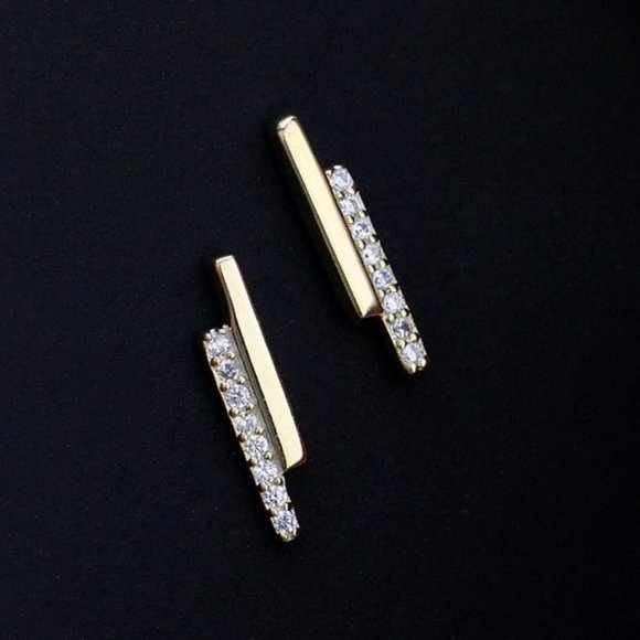 New Gold over Silver Bar stick Earrings - Picture 4 of 4